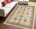 4 X 6 Ivory And Gold Floral Indoor Outdoor Area Rug
