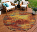 8 Flame Round Abstract Indoor Outdoor Area Rug