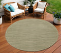 8 Green And Gold Round Abstract Indoor Outdoor Area Rug