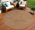 8 Rust Round Abstract Indoor Outdoor Area Rug