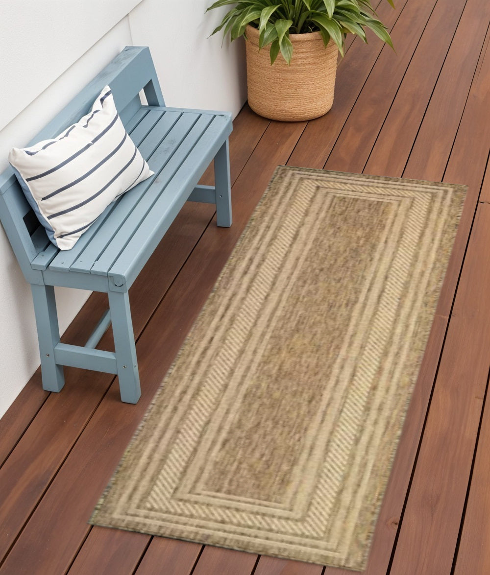 6 Natural Geometric Indoor Outdoor Runner Rug