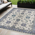 5 X 7 Ivory And Blue Floral Indoor Outdoor Area Rug