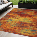 5 X 7 Flame Abstract Indoor Outdoor Area Rug