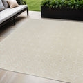 5 X 7 Ivory And Beige Geometric Indoor Outdoor Area Rug