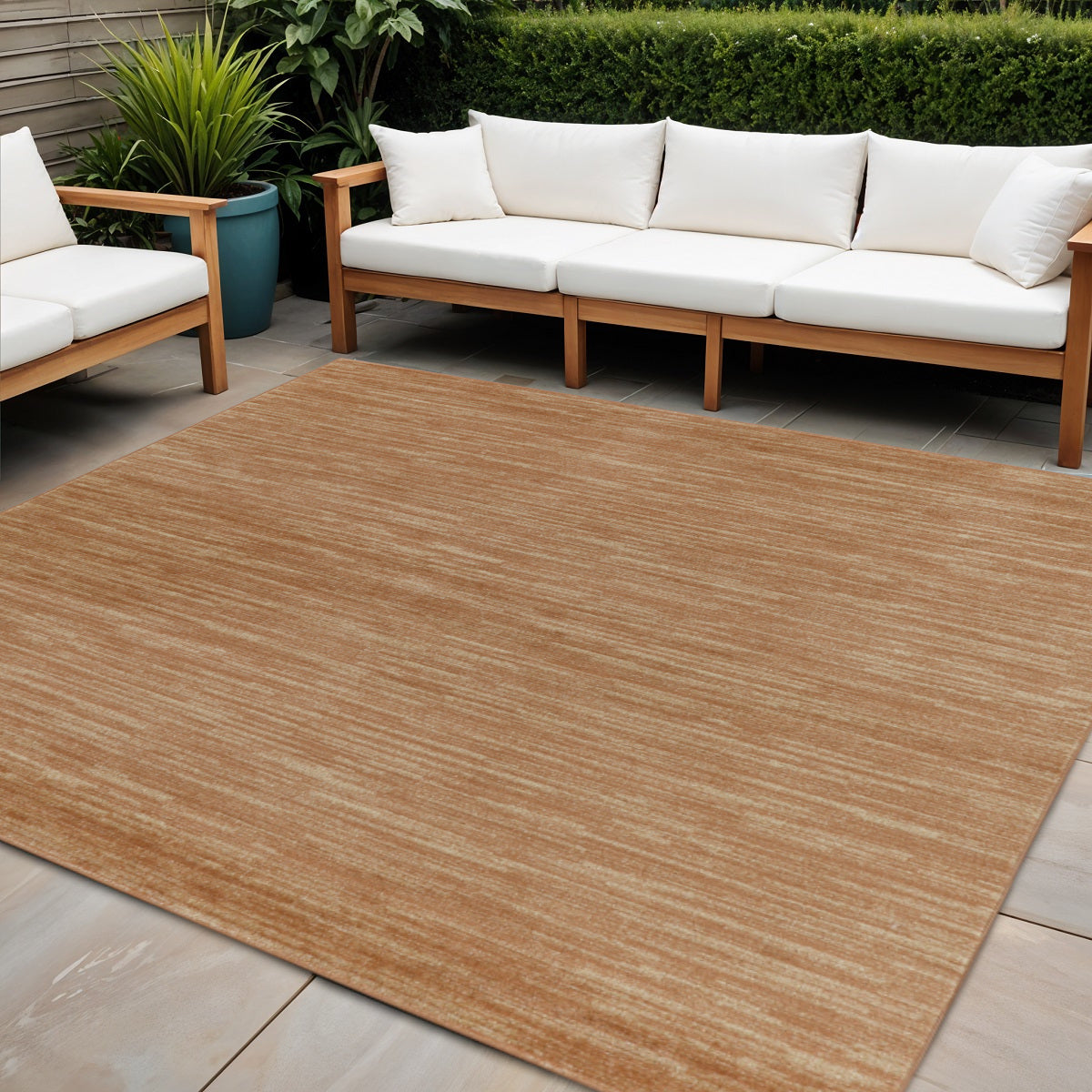 7 Rust Square Abstract Indoor Outdoor Area Rug