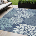 5 X 7 Navy Blue Floral Indoor Outdoor Area Rug