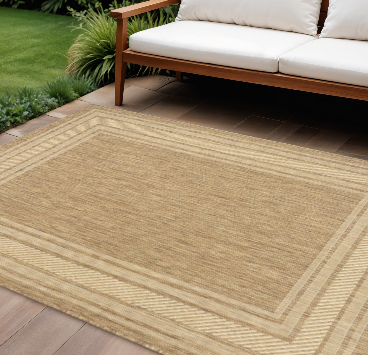 6 X 9 Natural Geometric Indoor Outdoor Area Rug