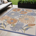 5 X 8 Beige Floral Indoor Outdoor Area Rug