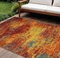 6 X 9 Flame Abstract Indoor Outdoor Area Rug