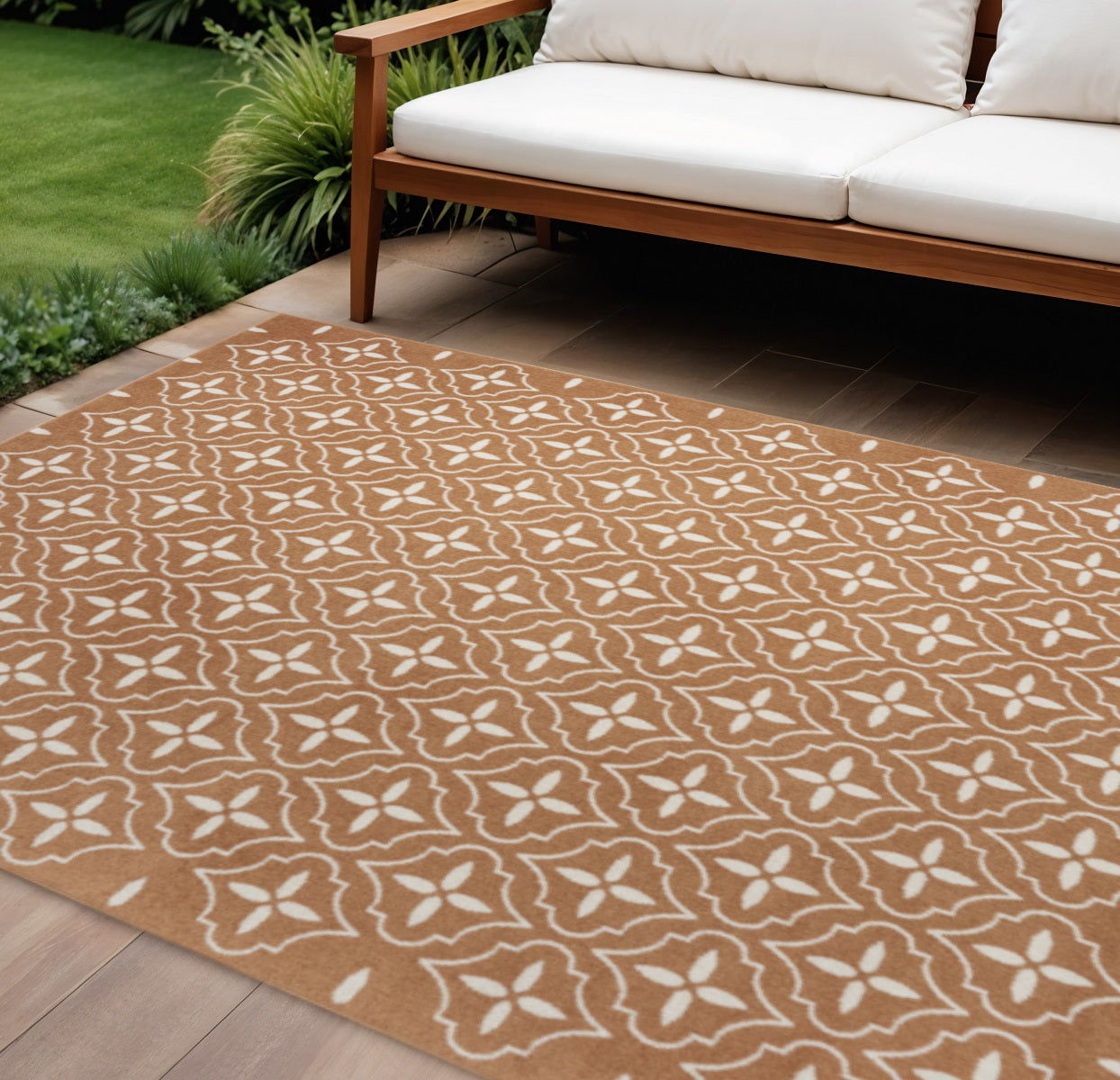 8 X 10 Copper Geometric Indoor Outdoor Area Rug