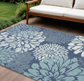 9 X 12 Navy Blue Floral Indoor Outdoor Area Rug