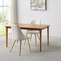 Set of Two White and Gold Upholstered Faux Leather And Metal Dining Side Chairs