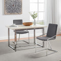 Set of Two Gray and Silver Upholstered Velvet And Metal Dining Side Chairs