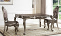 Set of Two Silver and Platinum Upholstered Faux Leather And Solid Wood King Louis Back Dining Side Chairs