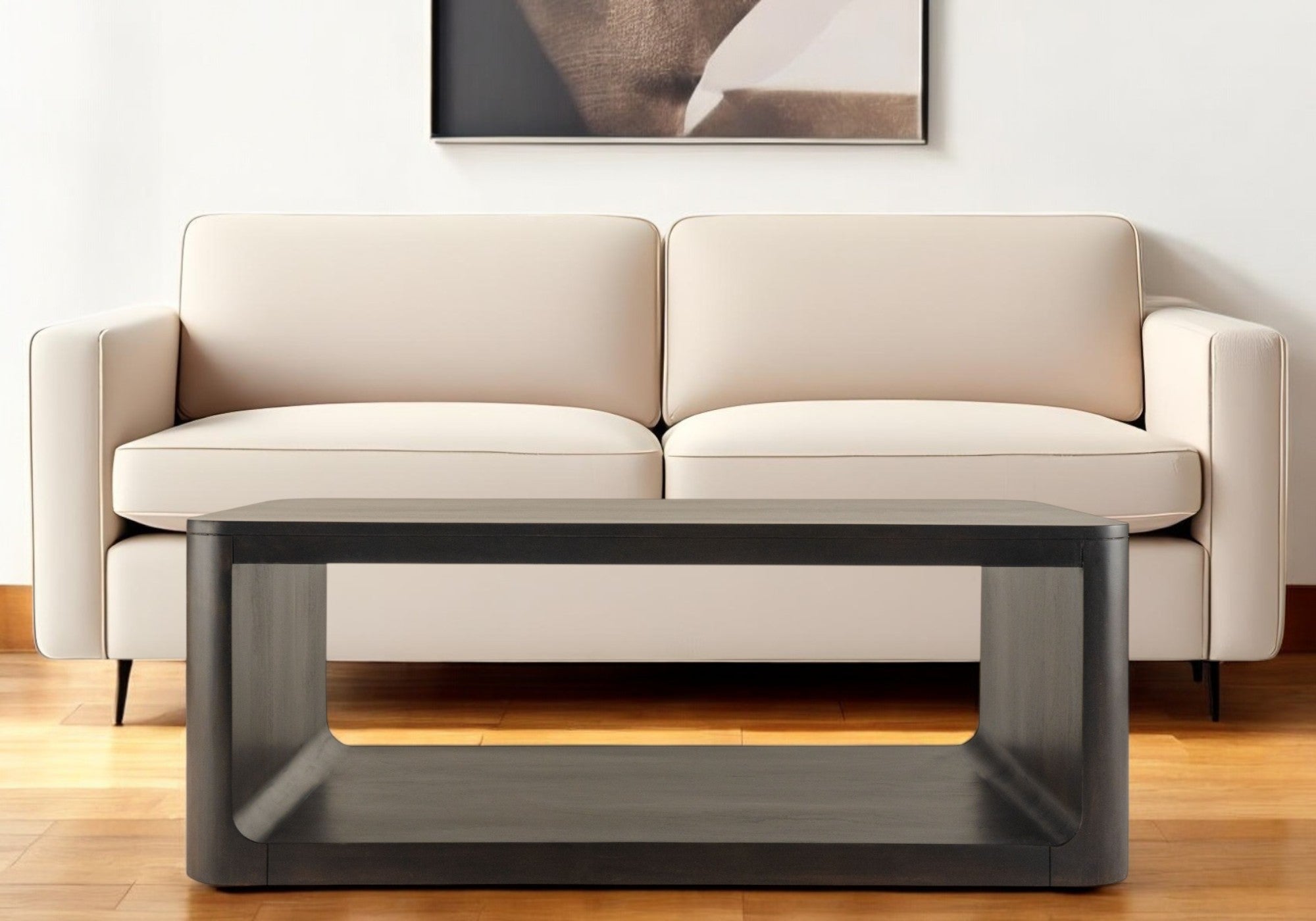 48'' Walnut Solid Wood Floor Shelf Coffee Table With Shelf