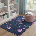 4 X 5 Black Purple And Blue Stars and Moon Youthful Washable Area Rug