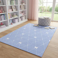 4 X 5 Blue And Ivory Bow Youthful Washable Area Rug