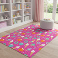 4 X 5 Pink And Blue Ice Cream and Donut Youthful Washable Area Rug