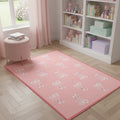 4 X 5 Ivory And Pink Ballet Slipper Youthful Washable Area Rug