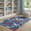 4 X 6 Blue And Yellow Helicopter Youthful Washable Area Rug