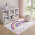 4 X 6 Pink And Purple Rainbows Youthful Washable Area Rug