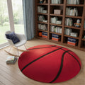 5 Black And Orange Basketball Youthful Washable Round Rug
