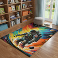 5 X 7 Black Blue And Orange Spaceman Youthful Washable Area Rug