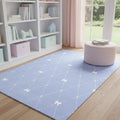 5 X 7 Blue And Ivory Bow Youthful Washable Area Rug