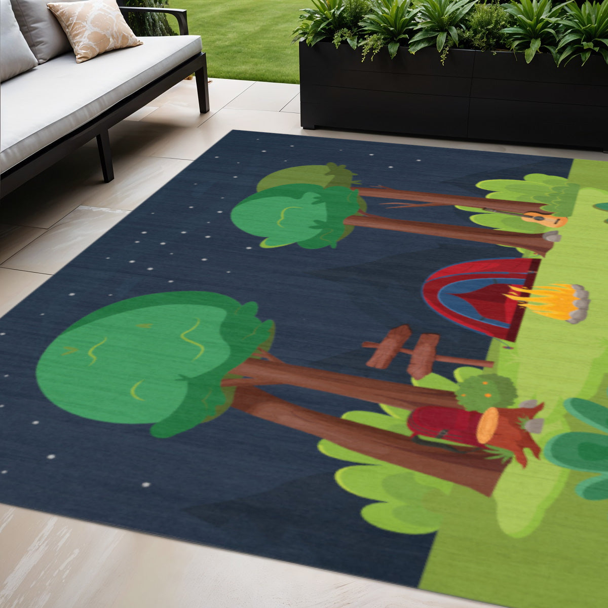 5 X 7 Navy Blue Indoor Outdoor Area Rug