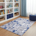 5 X 7 Blue And Gray Skateboard Youthful Washable Area Rug