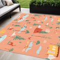 5 X 7 Orange Indoor Outdoor Area Rug