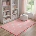 5 X 7 Pink And Ivory Bow Youthful Washable Area Rug