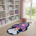 5 X 7 Purple Pink And Blue Spaceships Youthful Washable Area Rug