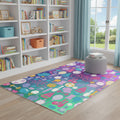 5 X 7 Purple Pink And Blue Sports Youthful Washable Area Rug