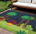 7 X 9 Navy Blue Indoor Outdoor Area Rug