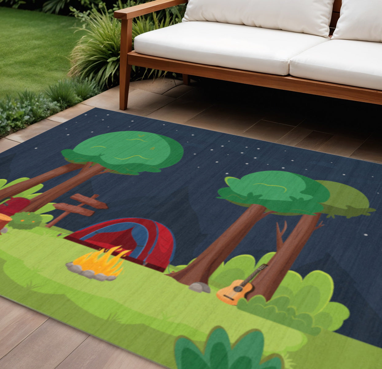 7 X 9 Navy Blue Indoor Outdoor Area Rug