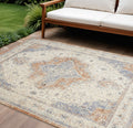10 X 14 Beige And Blue Floral Indoor Outdoor Area Rug