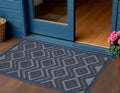 2 X 4 Navy Blue And Ivory Geometric Indoor Outdoor Area Rug