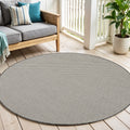 4 Ivory And Charcoal Round Geometric Indoor Outdoor Area Rug