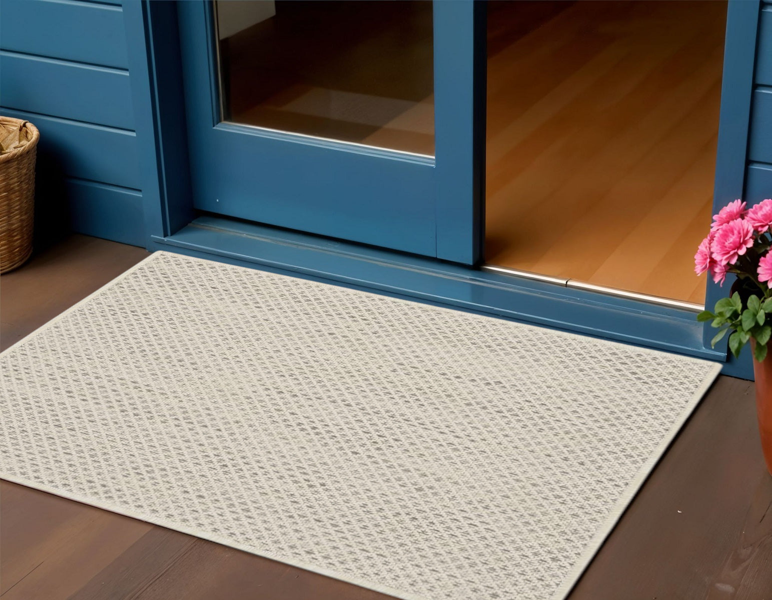 2 X 3 Ivory And Silver Geometric Indoor Outdoor Area Rug