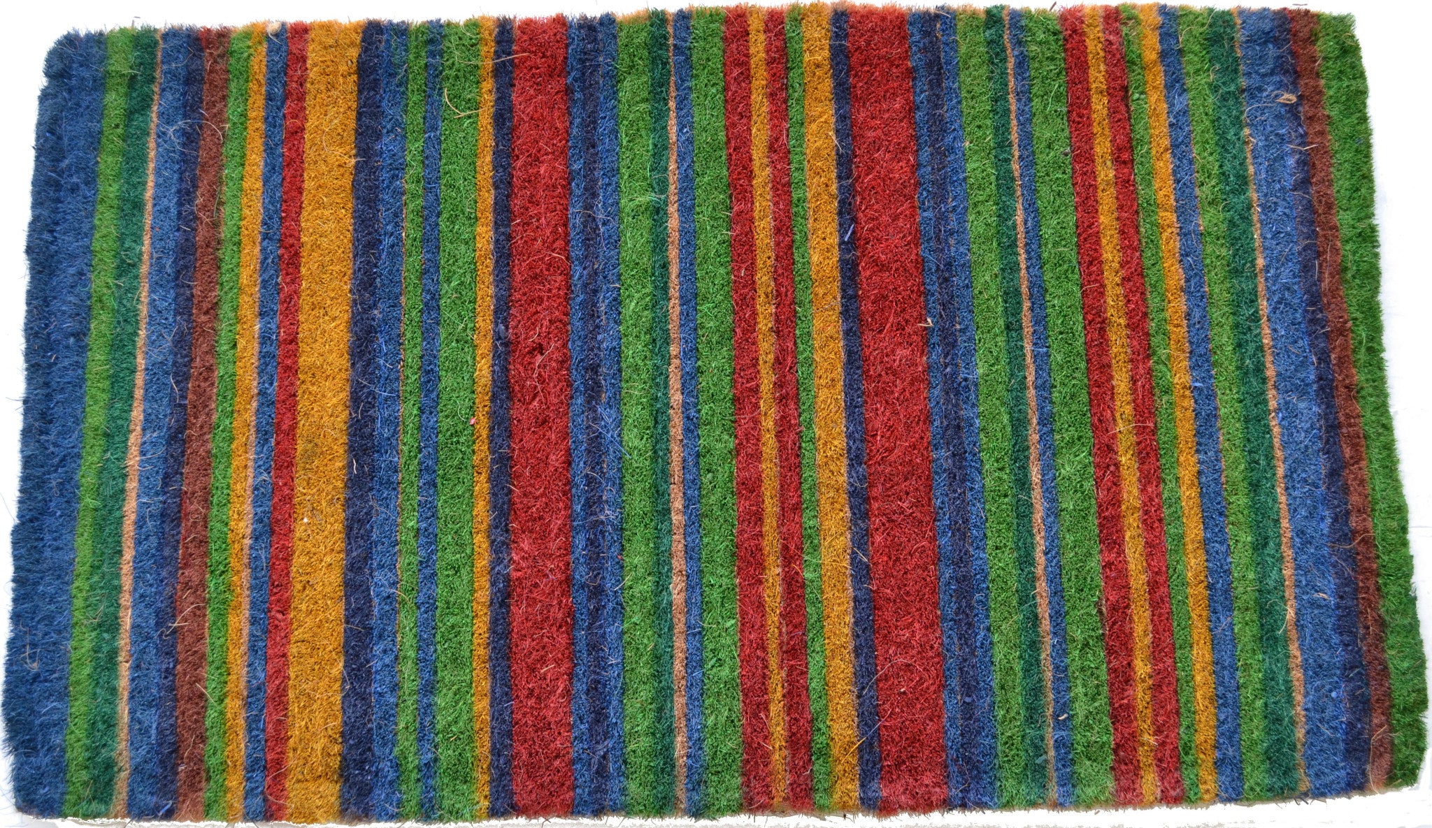 18'' X 30'' Blue and Green Coir Striped Outdoor Door Mat