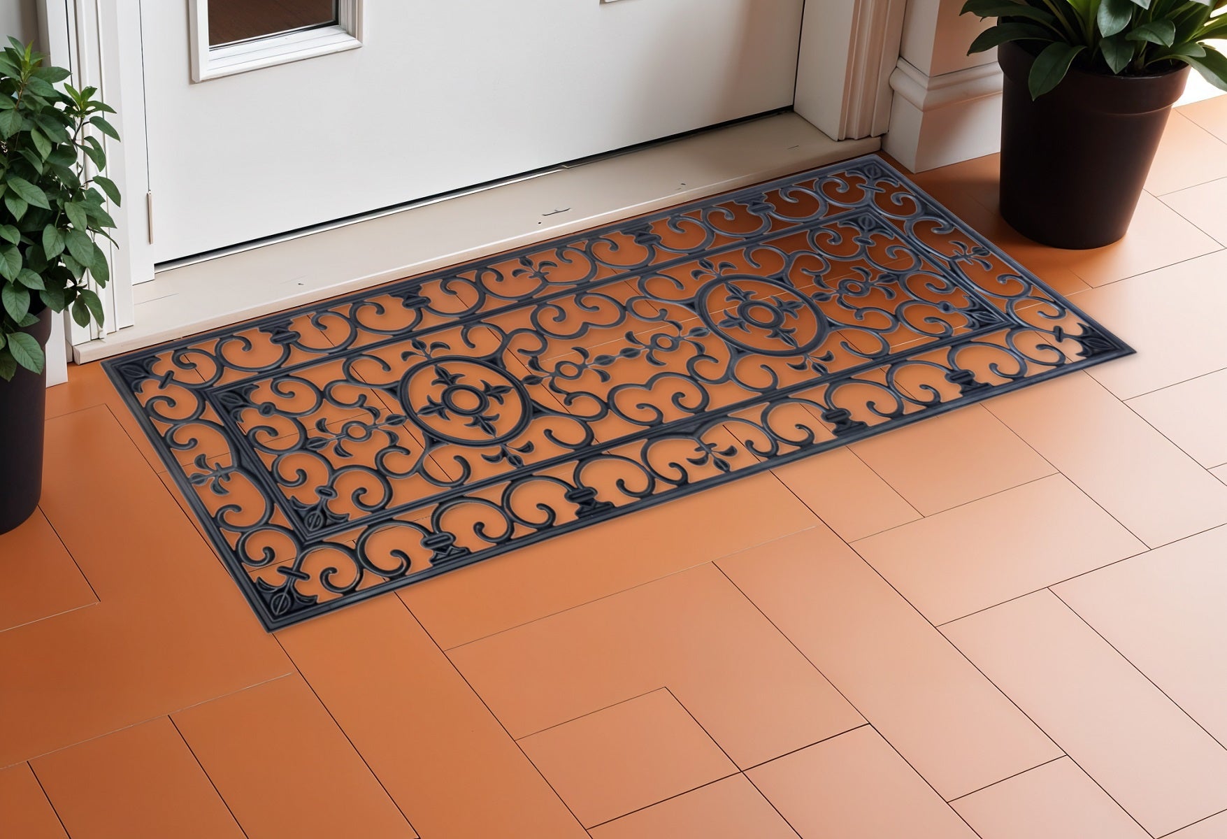 18'' X 47'' Black Rubber Outdoor Door Mat