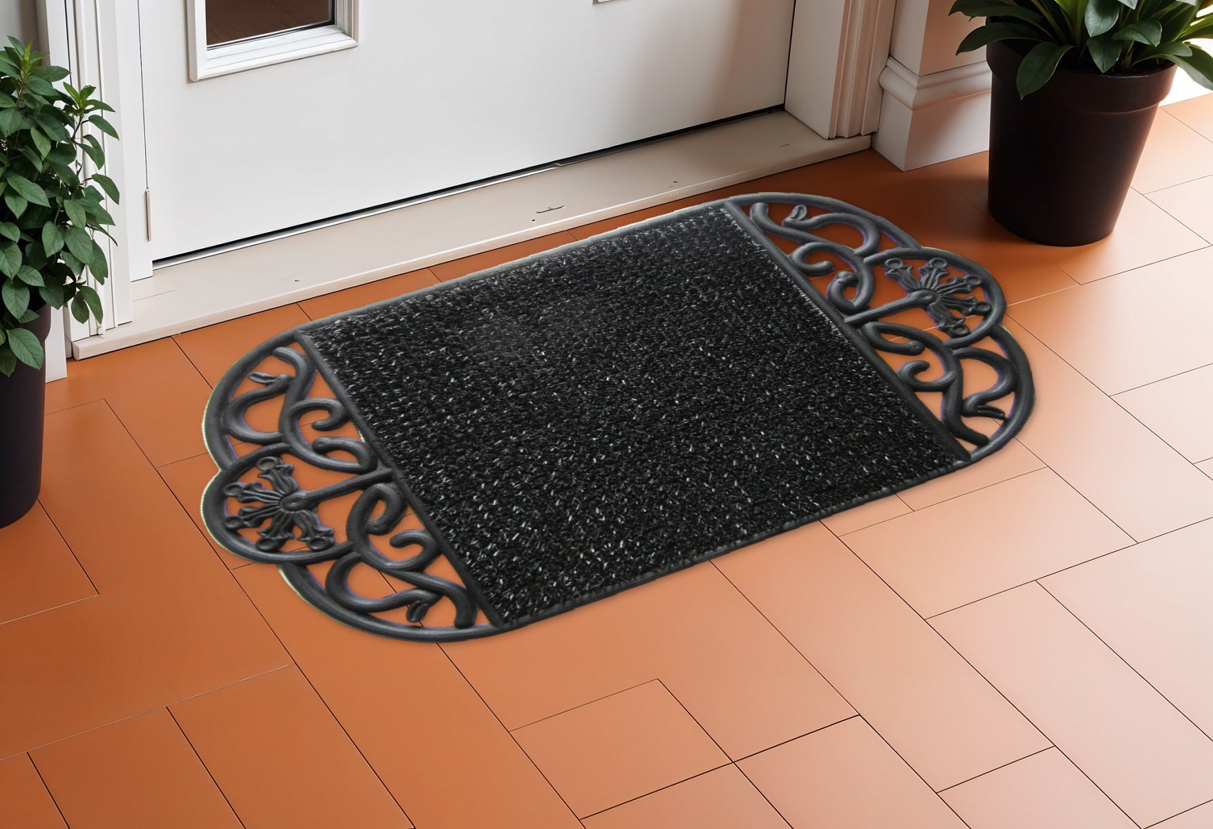 18'' X 29'' Black Rubber Outdoor Oval Door Mat