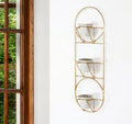 Gold And White Metal 10 Ounce Oval Wall Planter
