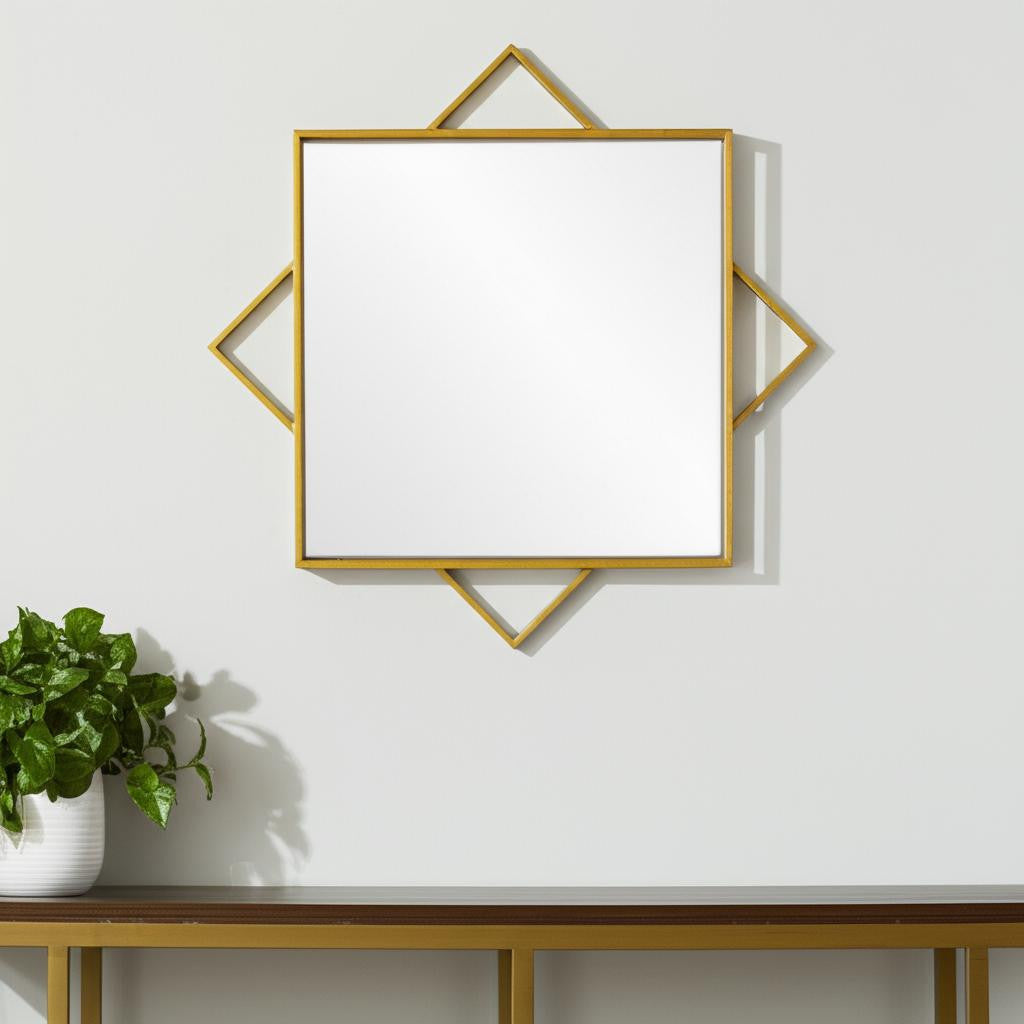 24 Gold Metal Geo Square Accent Mirror