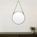 19 Copper Metal Round Rope Hanging Accent Mirror