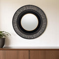36 Black Metal Round Pierced Accent Mirror