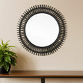 31 Black Bamboo Pierced Round Accent Mirror