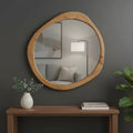 32 Brown Abstract Wood Framed Accent Mirror