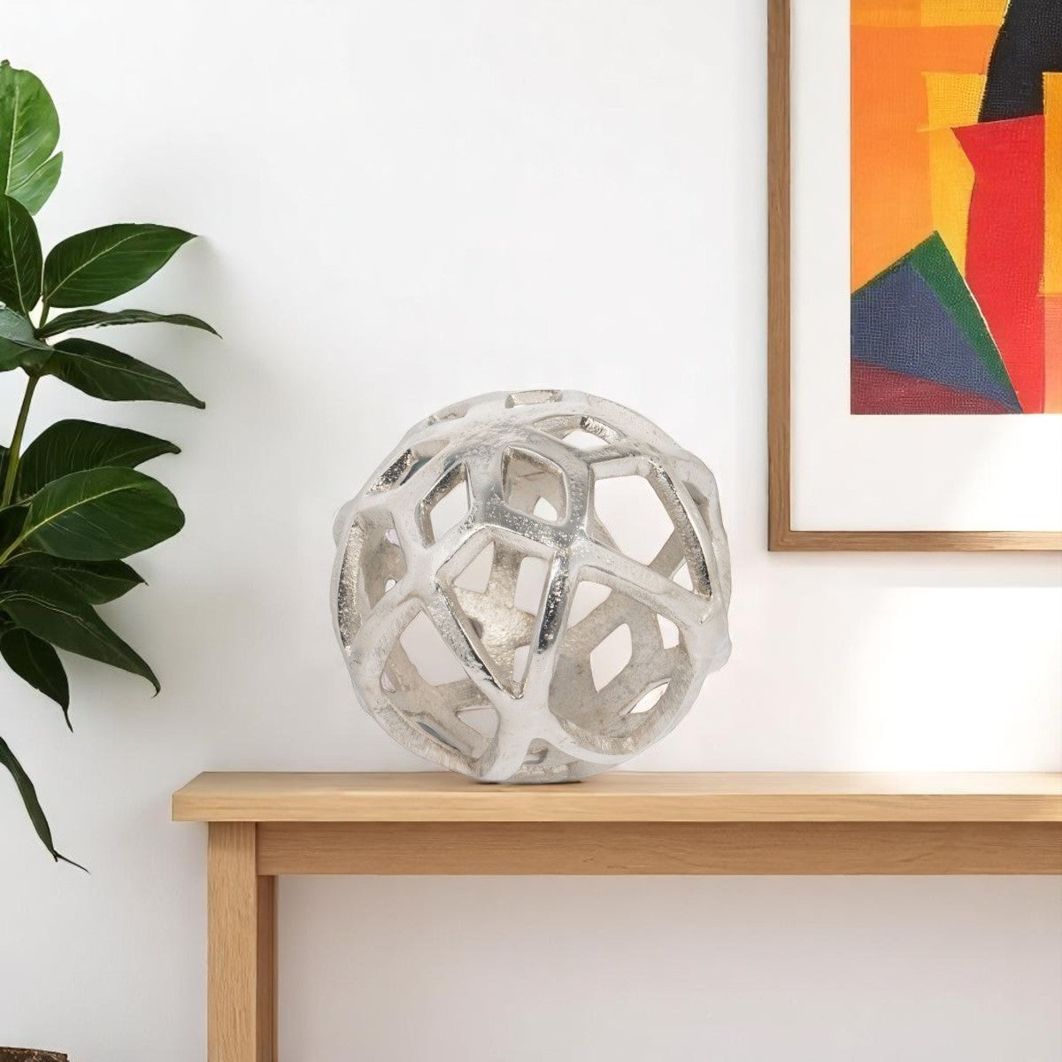 5 Silver Aluminum Geo Orb Tabletop Sculpture